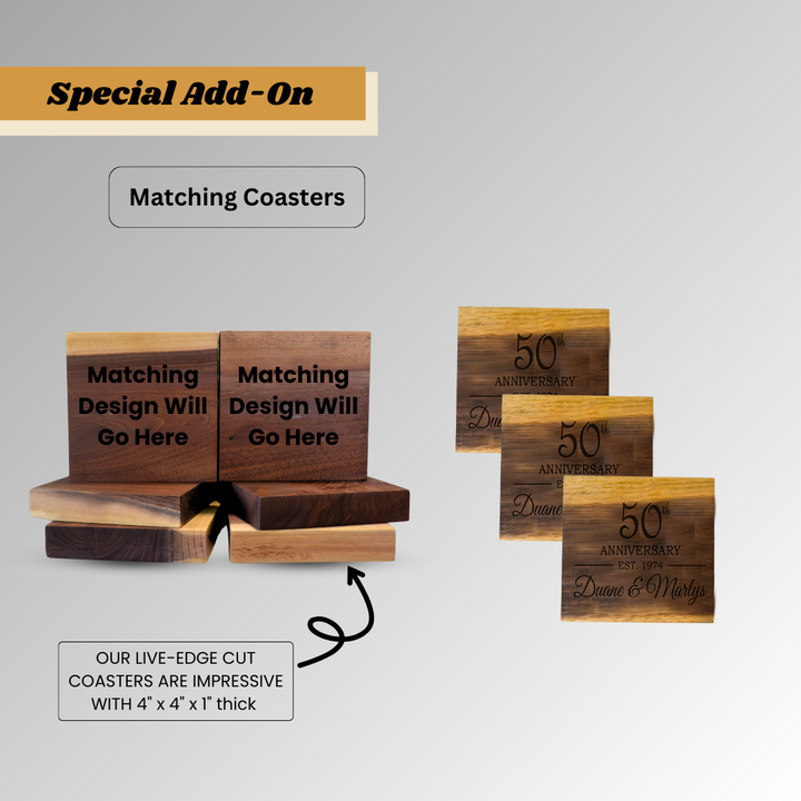 Gold Painted Custom Walnut Cutting Board - Personalized Engraved Anniversary Gift