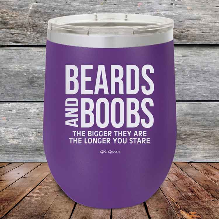 Beards And Boobs The Bigger They Are The Longer You Stare- Powder Coated Etched Tumbler