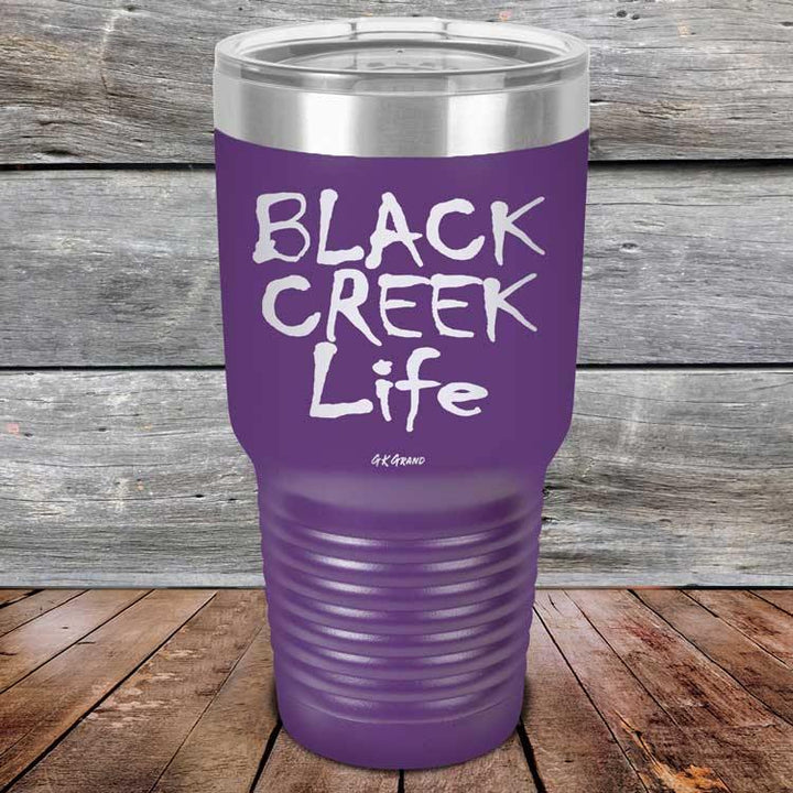 Black Creek Life - Powder Coated Etched Tumbler - GK GRAND GIFTS