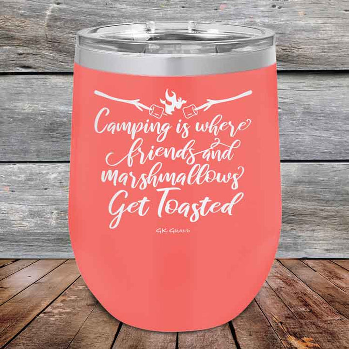 Camping where friends & marshmallows Get Toasted - Powder Coated Etched Tumbler