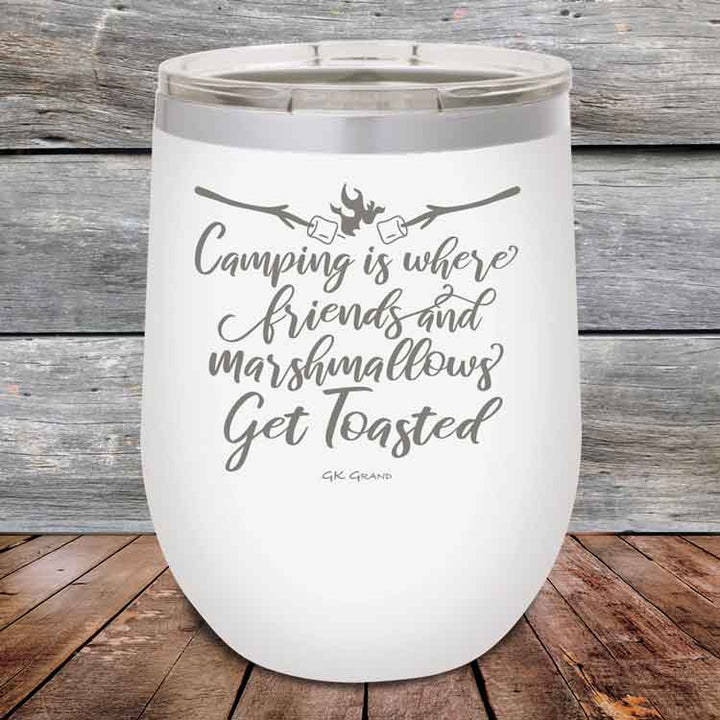 Camping where friends & marshmallows Get Toasted - Powder Coated Etched Tumbler