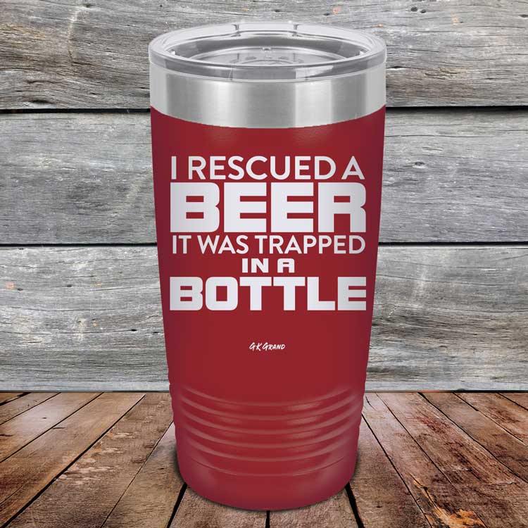 I Rescued A Beer It Was Trapped In A Bottle - Powder Coated Etched Tumbler - GK GRAND GIFTS