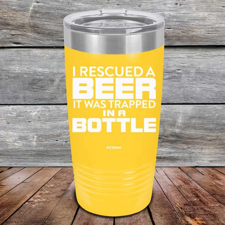 I Rescued A Beer It Was Trapped In A Bottle - Powder Coated Etched Tumbler - GK GRAND GIFTS