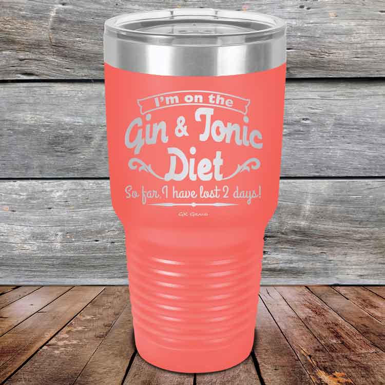 I’m on the Gin & Tonic Diet. I’ve lost 2 days! - 20 oz & 30 oz Powder Coated Etched Tumbler