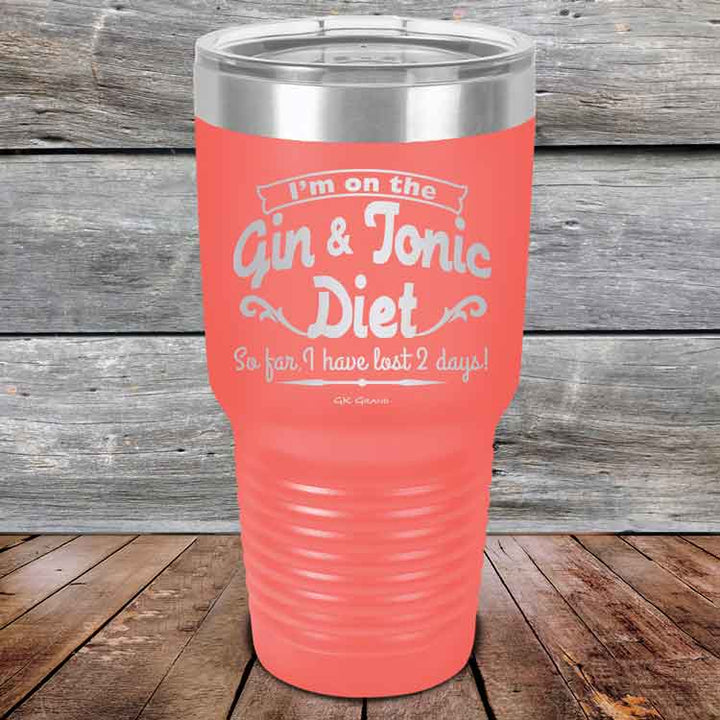 I’m on the Gin & Tonic Diet. I’ve lost 2 days! - 20 oz & 30 oz Powder Coated Etched Tumbler