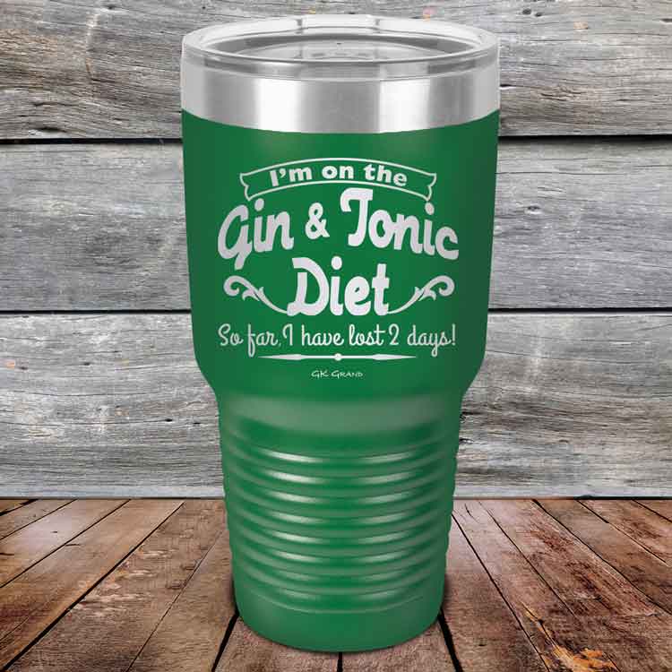 I’m on the Gin & Tonic Diet. I’ve lost 2 days! - 20 oz & 30 oz Powder Coated Etched Tumbler