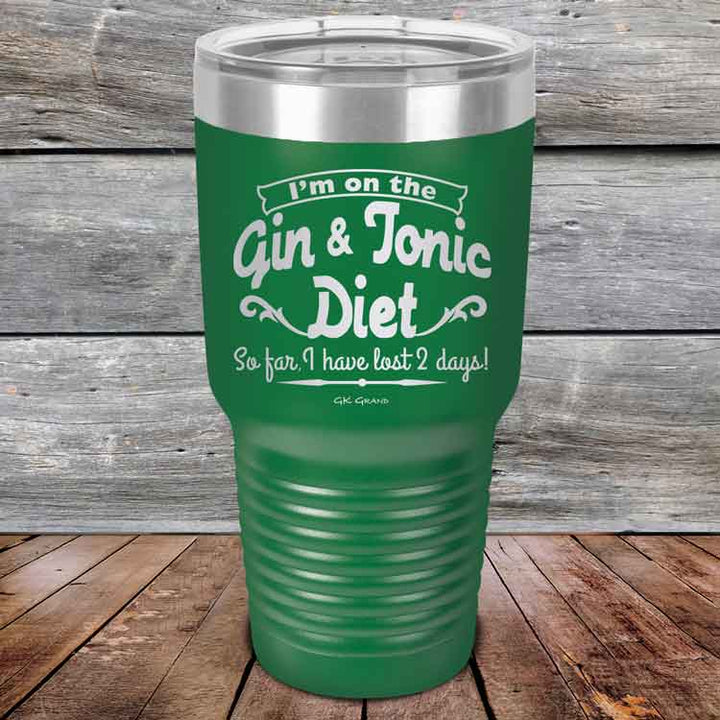 I’m on the Gin & Tonic Diet. I’ve lost 2 days! - 20 oz & 30 oz Powder Coated Etched Tumbler