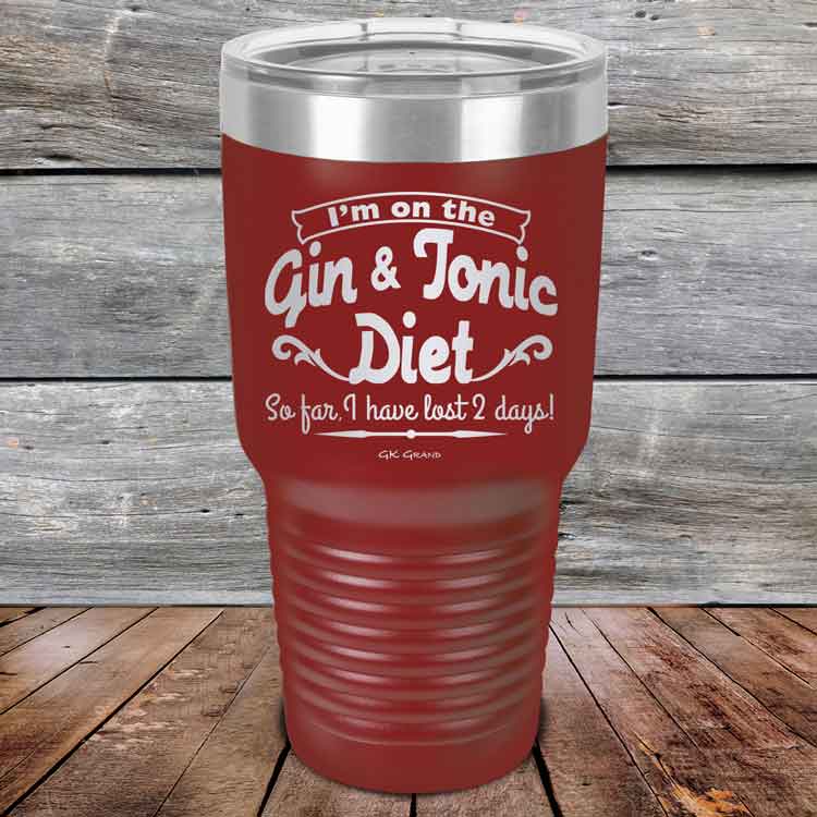 I’m on the Gin & Tonic Diet. I’ve lost 2 days! - 20 oz & 30 oz Powder Coated Etched Tumbler