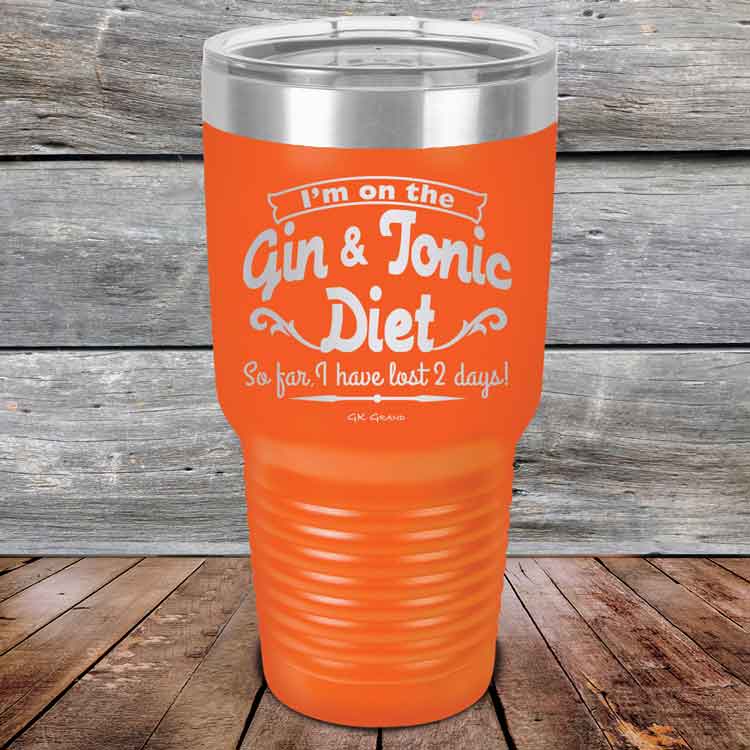 I’m on the Gin & Tonic Diet. I’ve lost 2 days! - 20 oz & 30 oz Powder Coated Etched Tumbler