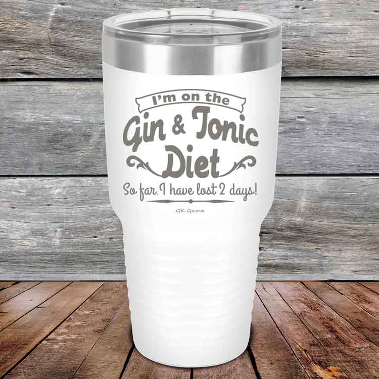 I’m on the Gin & Tonic Diet. I’ve lost 2 days! - 20 oz & 30 oz Powder Coated Etched Tumbler