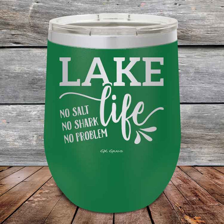 Lake Life No Salt No Shark No Problem - Powder Coated Etched Tumbler