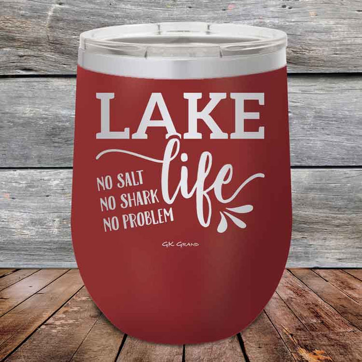 Lake Life No Salt No Shark No Problem - Powder Coated Etched Tumbler