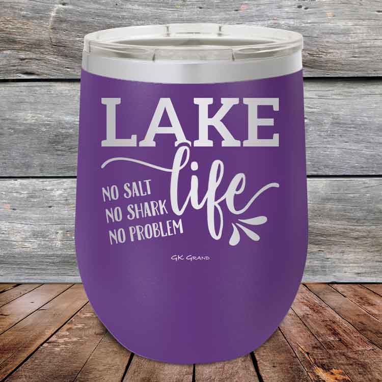 Lake Life No Salt No Shark No Problem - Powder Coated Etched Tumbler