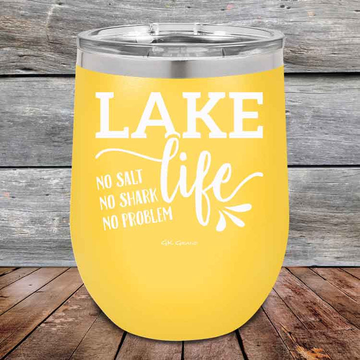 Lake Life No Salt No Shark No Problem - Powder Coated Etched Tumbler