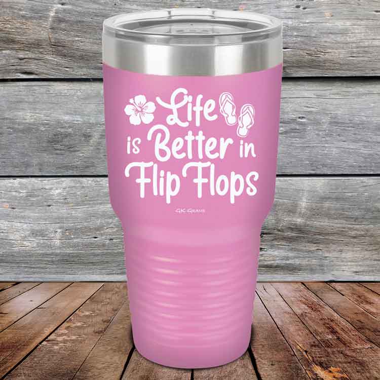 Life is Better in Flip Flops - Powder Coated Etched Tumbler