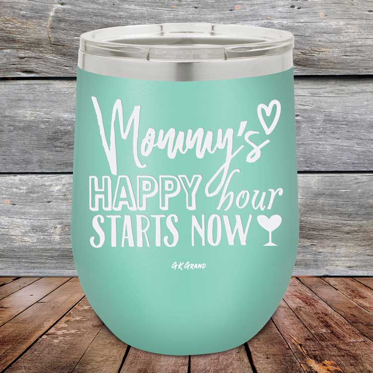 Mommy's Happy Hour Starts Now - Powder Coated Etched Tumbler