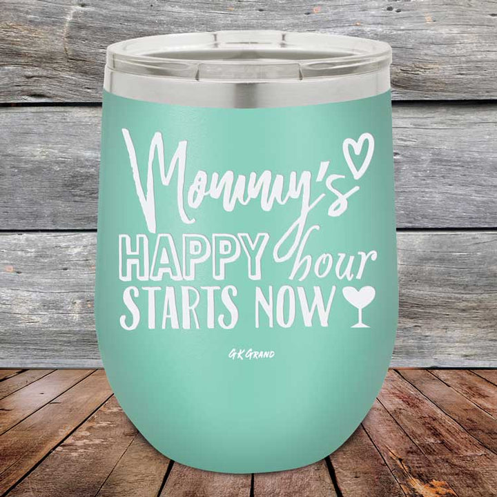 Mommy's Happy Hour Starts Now - Powder Coated Etched Tumbler