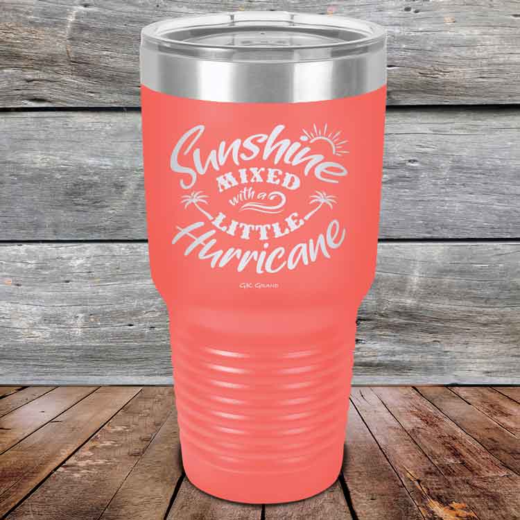 Sunshine Mixed with a Little Hurricane - Powder Coated Etched Tumbler