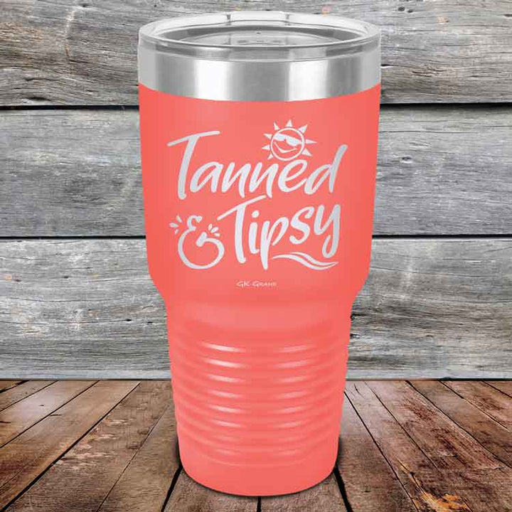 Tanned & Tipsy - Powder Coated Etched Tumbler