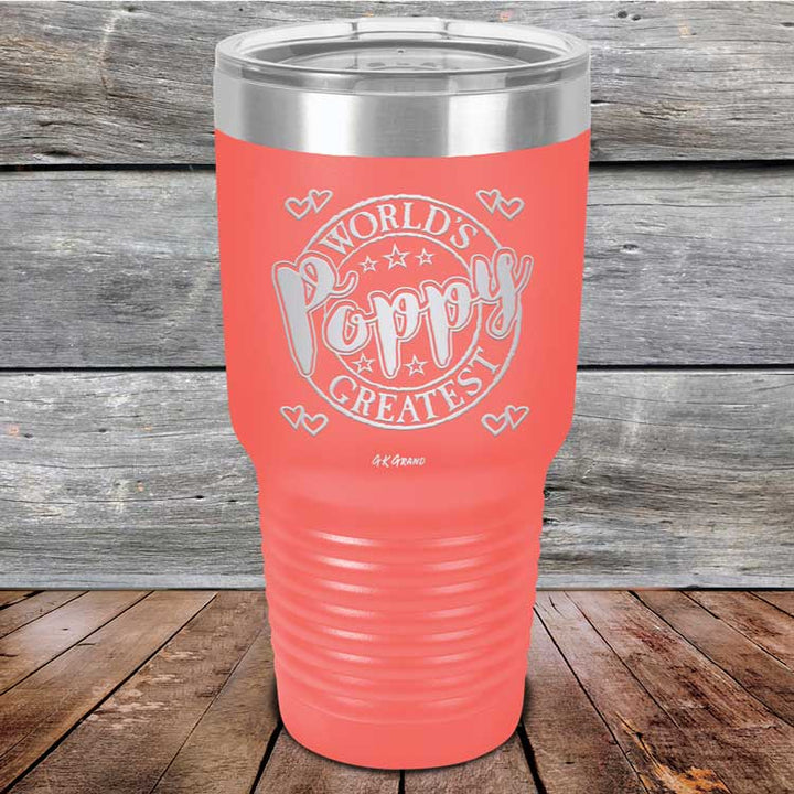 World's Greatest Poppy - Powder Coated Etched Tumbler