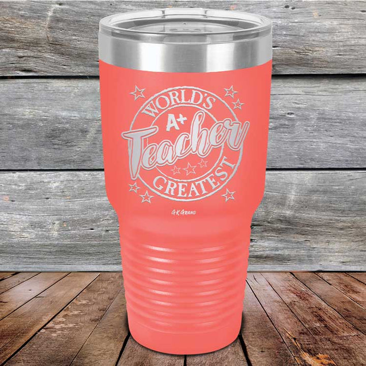 World's Greatest Teacher - Powder Coated Etched Tumbler